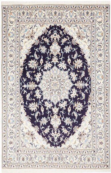 Tappeto Nain Kashmar Persia Medaglione Blu Avorio 168x255 Cm