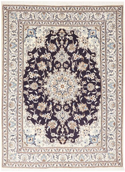 Tappeto Nain Kashmar Persia Medaglione Blu Notte Crema 150x200 Cm