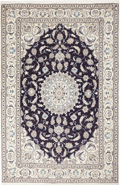 Tappeto Nain Kashmar Persia Medaglione Blu Notte Avorio 190x290 Cm