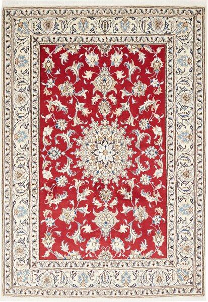 Tappeto Nain Kashmar Persia Medaglione Rosso Crema 173x245 Cm