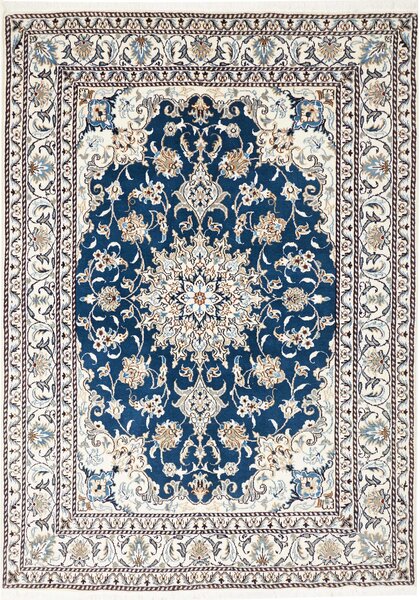 Tappeto Nain Kashmar Persia Medaglione Blu Avorio 150x210 Cm