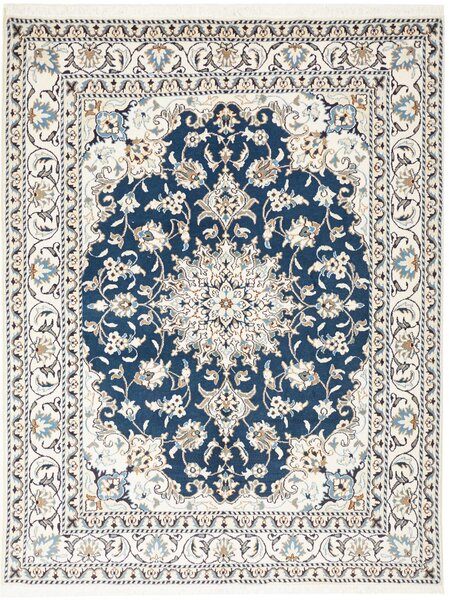 Tappeto Nain Kashmar Persia Medaglione Blu Crema 155x202 Cm
