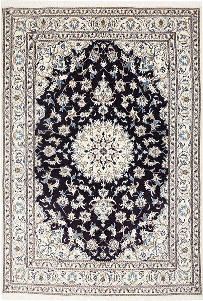 Tappeto Nain Kashmar Persia Medaglione Blu Scuro Avorio 165x245 Cm