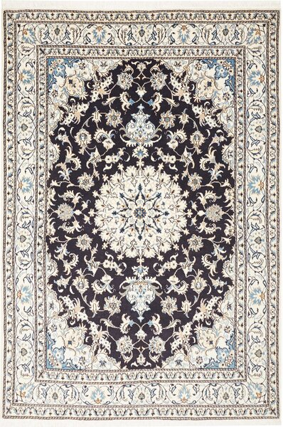 Tappeto Nain Kashmar Persia Medaglione Blu Notte Avorio 165x246 Cm