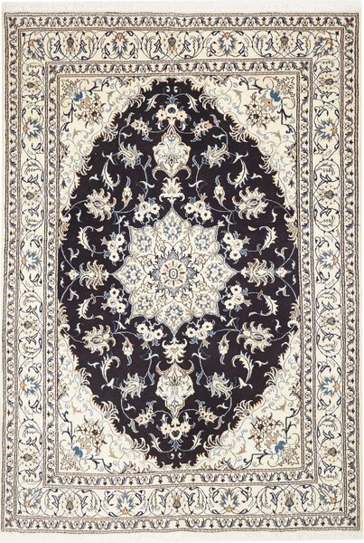 Tappeto Nain Kashmar Persia Medaglione Blu Notte Crema 167x242 Cm