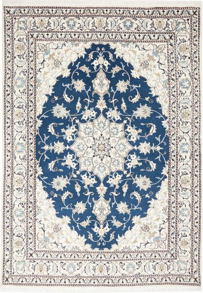 Tappeto Nain Kashmar Persia Medaglione Blu Crema 165x234 Cm
