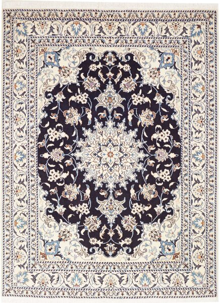 Tappeto Nain Kashmar Persia Medaglione Blu Notte Avorio 150x205 Cm