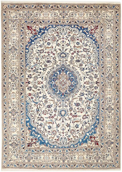 Tappeto Nain Kashmar Persia Medaglione Crema Blu 200x285 Cm