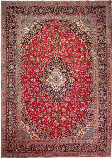 Tappeto Ardakan Persia Medaglione Rosso Blu 305x430 Cm