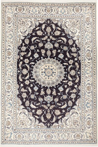 Tappeto Nain Kashmar Persia Medaglione Blu Notte Crema 203x288 Cm