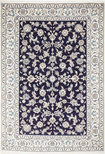 Tappeto Nain Kashmar Persia Floreale Blu Notte Crema 188x282 Cm