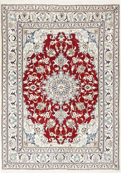 Tappeto Nain Kashmar Persia Medaglione Rosso Crema 145x205 Cm