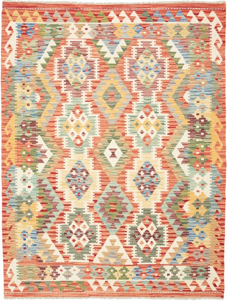 Tappeto Kilim Afghanistan Geometrico Multicolore Arancio 157x197 Cm