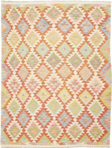 Tappeto Kilim Afghanistan Geometrico Multicolore Terracotta 156x206 Cm