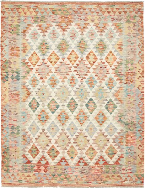 Tappeto Kilim Afghanistan Geometrico Crema Arancio 153x200 Cm