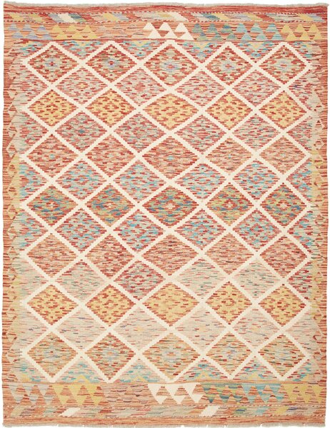 Tappeto Kilim Afghanistan Astratto Terracotta Azzurro 155x202 Cm