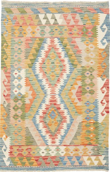 Tappeto Kilim Afghanistan Geometrico Multi-colore Vivace 97x150 Cm