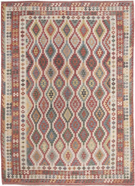 Tappeto Kilim Afghanistan Geometrico Rosso Blu 316x440 Cm