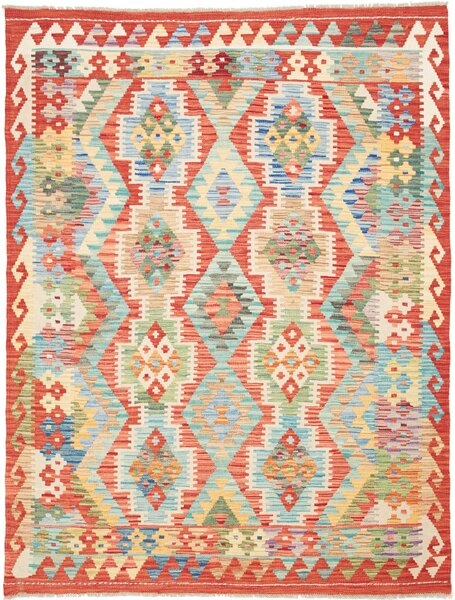 Tappeto Kilim Afghanistan Geometrico Rosso Celeste 146x196 Cm