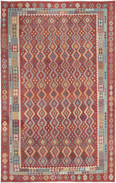 Tappeto Kilim Afghanistan Astratto Rosso Blu 312x499 Cm