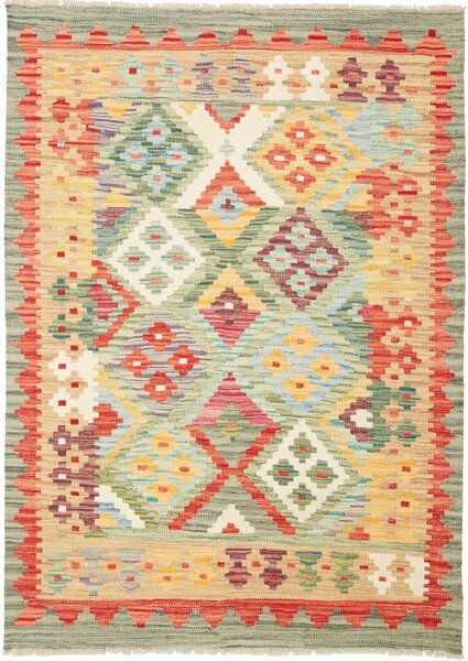 Tappeto Kilim Afghanistan Geometrico Multicolore Vivace 104x146 Cm