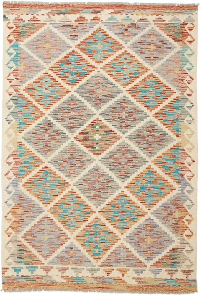 Tappeto Kilim Afghanistan Astratto Crema Turchese 98x144 Cm