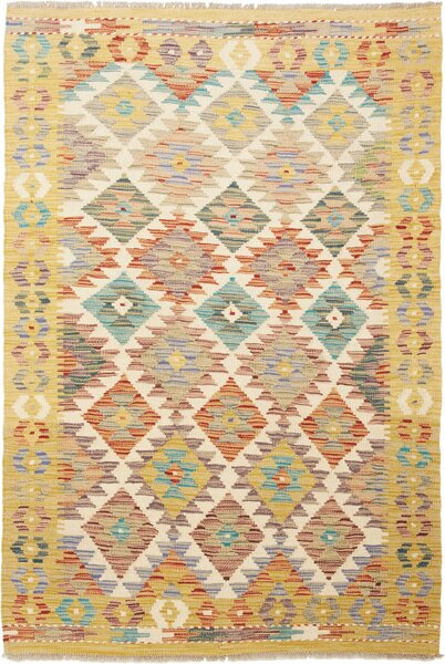 Tappeto Kilim Afghanistan Geometrico Multicolore Pastello Caldo 105x152 Cm
