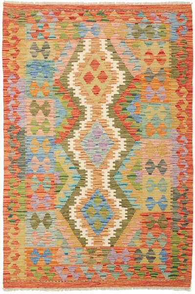 Tappeto Kilim Afghanistan Geometrico Multicolore Vibrante 104x153 Cm