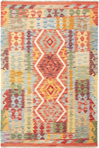 Tappeto Kilim Afghanistan Geometrico Multicolore Vibrante 104x153 Cm