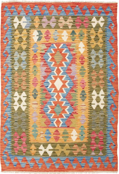 Tappeto Kilim Afghanistan Geometrico Terracotta Multicolore 99x143 Cm