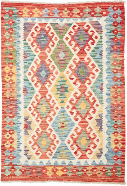 Tappeto Kilim Afghanistan Astratto Multicolore Vivace 106x152 Cm