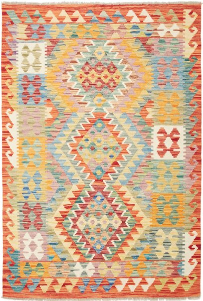 Tappeto Kilim Afghanistan Geometrico Multicolore Vibrante 102x148 Cm