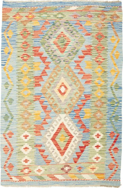 Tappeto Kilim Afghanistan Geometrico Azzurro Verde 97x145 Cm
