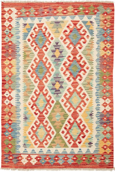 Tappeto Kilim Afghanistan Astratto Multicolore Rosso 107x152 Cm
