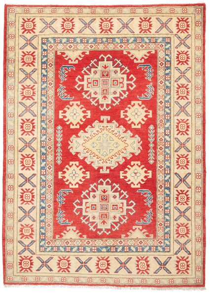 Tappeto Kazak Pakistan Astratto Rosso Crema 130x181 Cm