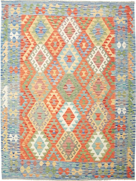Tappeto Kilim Afghanistan Astratto Azzurro Arancio 179x239 Cm