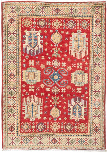 Tappeto Kazak Pakistan Geometrico Rosso Beige 121x170 Cm