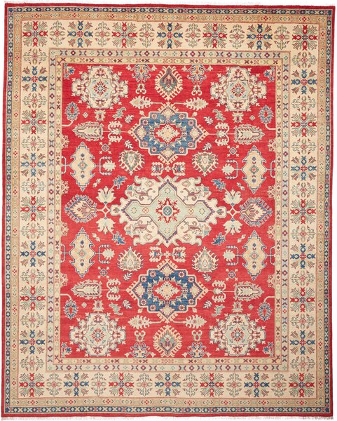 Tappeto Kazak Pakistan Medaglione Rosso Crema 247x308 Cm