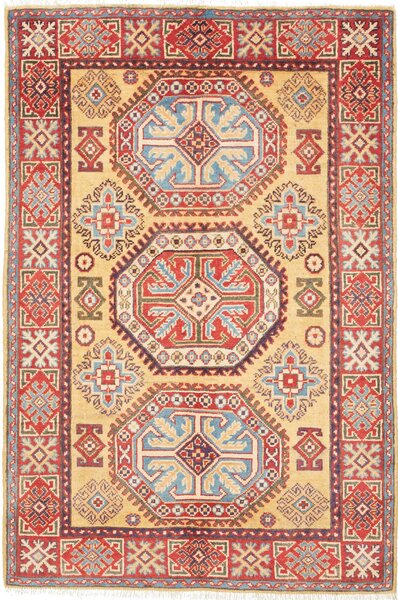 Tappeto Kazak Afghanistan Astratto Beige Rosso 100x153 Cm