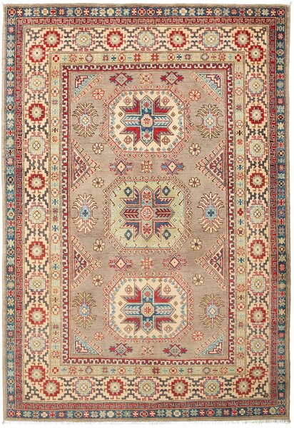 Tappeto Kazak Afghanistan Geometrico Tortora Rosso 167x242 Cm