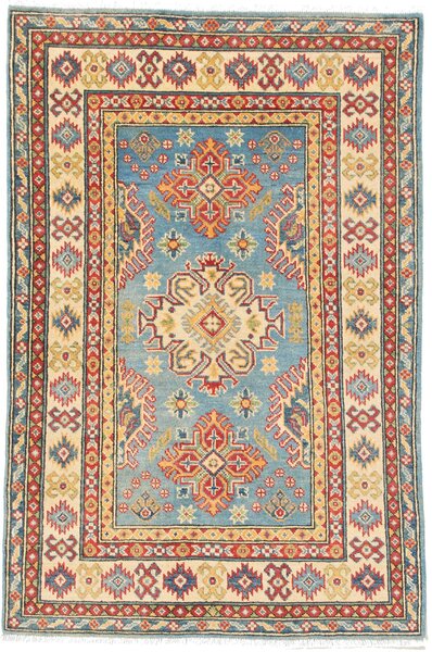 Tappeto Kazak Pakistan Astratto Azzurro Rosso 99x150 Cm
