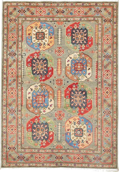 Tappeto Zigler Pakistan Astratto Grigio-verde Policromo 126x179 Cm