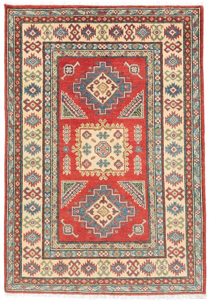 Tappeto Kazak Pakistan Astratto Rosso Blu 103x150 Cm
