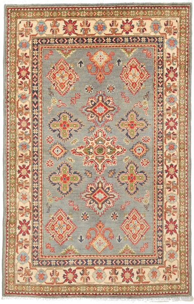 Tappeto Kazak Afghanistan Geometrico Azzurro Rosso 116x186 Cm