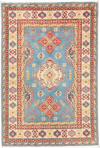 Tappeto Kazak Pakistan Astratto Azzurro Rosso 99x148 Cm