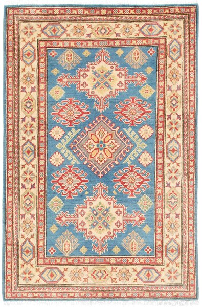 Tappeto Kazak Pakistan Geometrico Blu Rosso 98x150 Cm