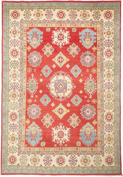Tappeto Kazak Pakistan Medaglione Rosso Crema 204x297 Cm