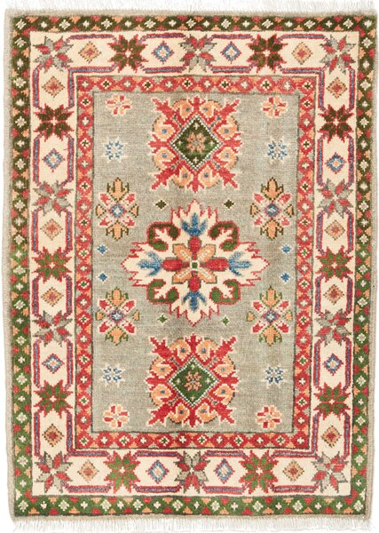 Tappeto Kazak Afghanistan Medaglione Verde Rosso 67x90 Cm