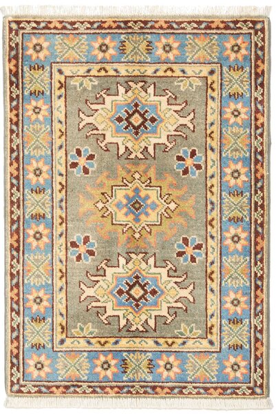 Tappeto Kazak Afghanistan Floreale Grigio-verde Azzurro 62x89 Cm