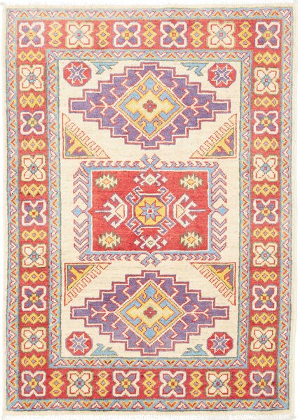 Tappeto Kazak Pakistan Astratto Crema Rosso 84x120 Cm